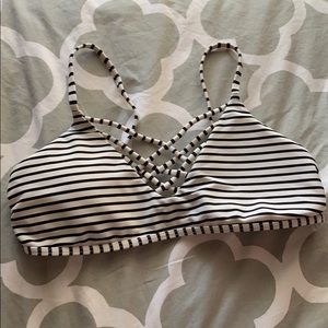 stripped cross bikini top